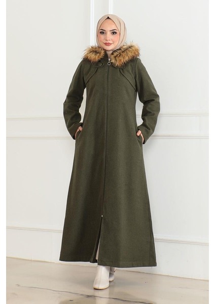 kapüşonu Kürklü Kaşe Kaban fiyatları