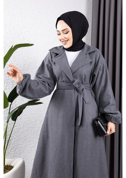 kruvaze Yakalı Kaşe Kaban