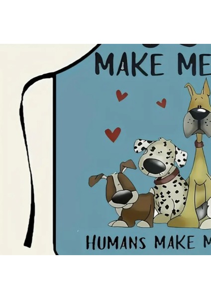 Renkli Köpek Desenli Polyester Önlük - Kolsuz, Dayanıklı Mutfak & Temizlik Ev Önlüğü