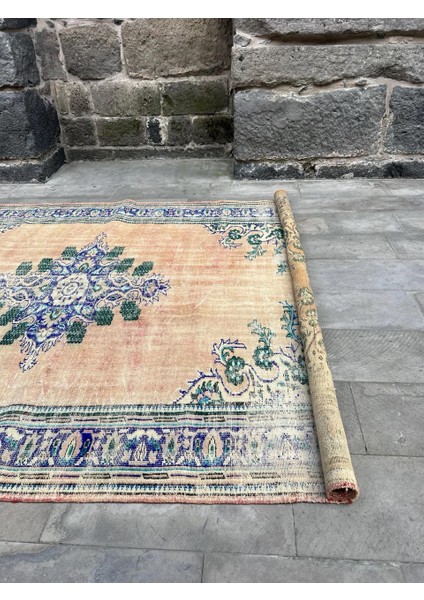 310X222 cm Büyük Mavi ve Yeşil Türk Kilimi, Yumuşak ve Şık Halı, El Dokuma Vintage Halı, Oversize Halı modelleri