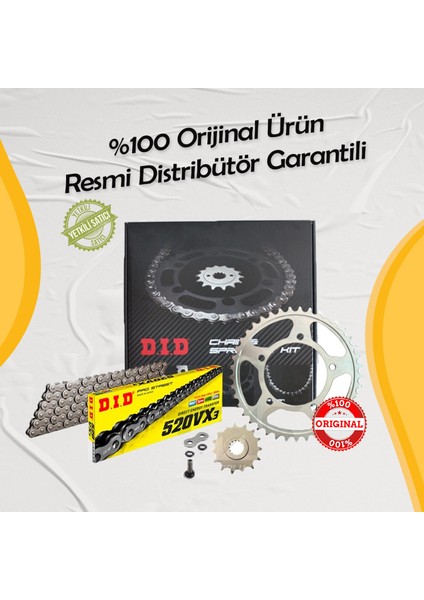 Dıd Kawasaki Kle 650 Versys Abs Zincir Dişli Seti (2007-2022) X-Ringli Zincir (Çelik Renk)