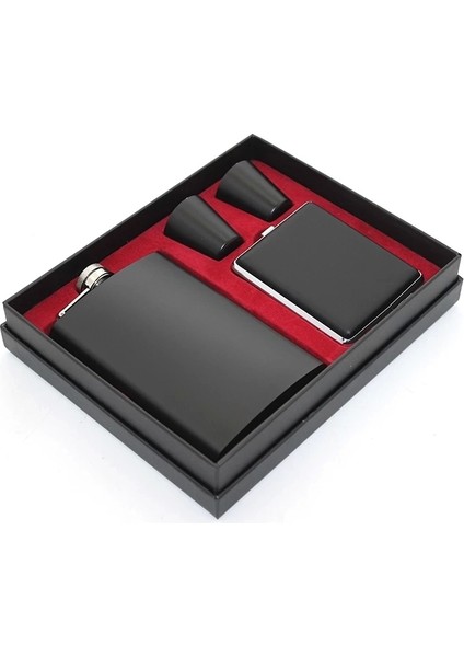 Paslanmaz Çelik 2 Shot Bardak ve Tabakalı Matara Seti ALK2670