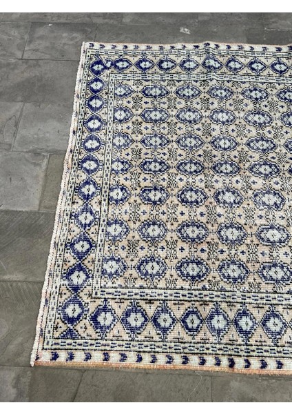 166 x 258 cm Mavi ve Bej Türk Halısı, Ender Desenli Zarif Kilim, El Dokuma Vintage Kilim, Şık Bohem Kilim fiyatları