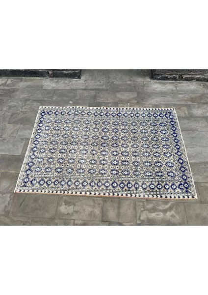 166 x 258 cm Mavi ve Bej Türk Halısı, Ender Desenli Zarif Kilim, El Dokuma Vintage Kilim, Şık Bohem Kilim modelleri