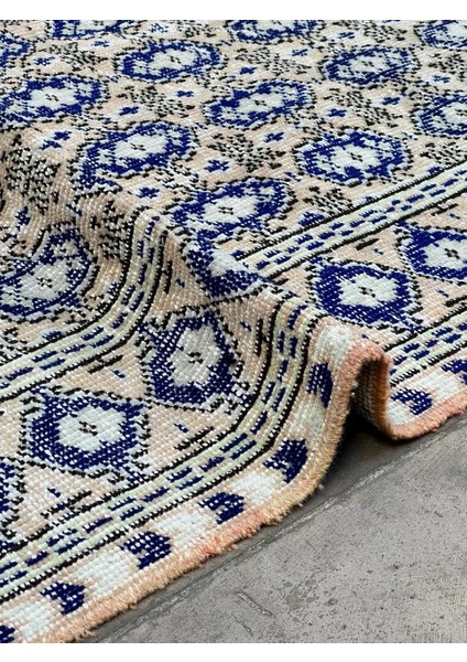 166 x 258 cm Mavi ve Bej Türk Halısı, Ender Desenli Zarif Kilim, El Dokuma Vintage Kilim, Şık Bohem Kilim fırsatları
