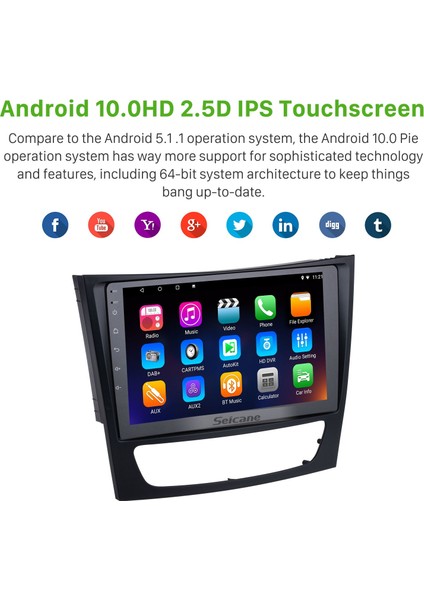 Mercedes Benz E-Class W211 Cls Class C219 2001-2009 Android Auto Carplay Navigasyon Multimedya Sistemi fırsatları