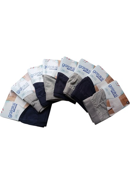 Erkek boxer pamuklu cotton 8'li ekonomik paket lacivert/gri çift renkli slim fit esnek yumuşak penye BGL8-2S