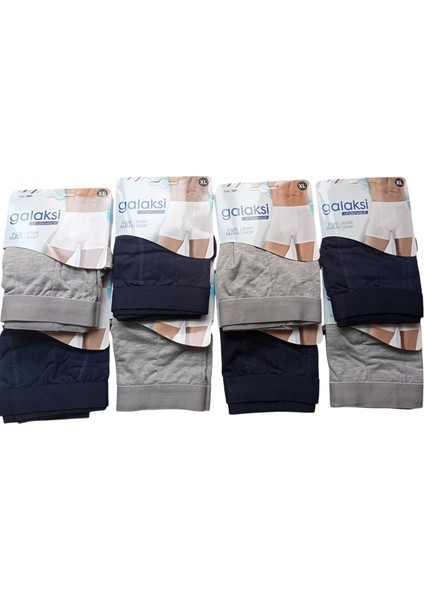 Erkek boxer pamuklu cotton 8'li ekonomik paket lacivert/gri çift renkli slim fit esnek yumuşak penye BGL8-2S