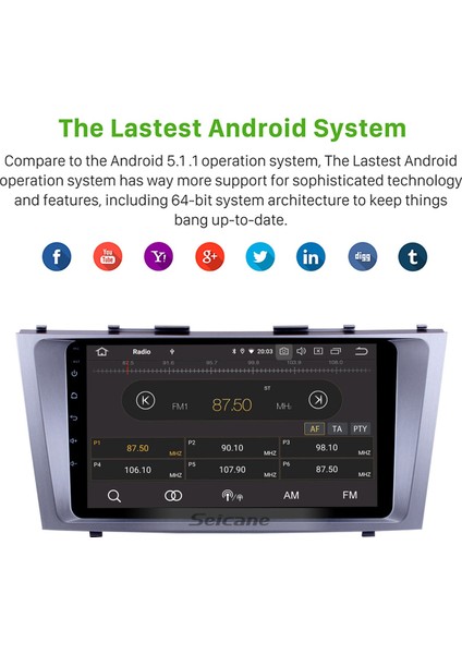 Toyota Camry 2007-2011 Android Auto Carplay Navigasyon Multimedya Sistemi indirimleri