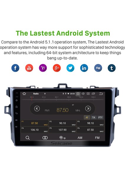 Toyota Corolla 2006-2011 Android Auto Carplay Navigasyon Multimedya Sistemi indirimleri