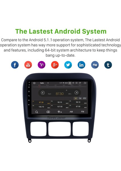 Mercedes-Benz S-Class W220 S280 S320 S350 S400 S430 S500 1998-2005 Android Auto Carplay Navigasyon Multimedya Sistemi indirimleri