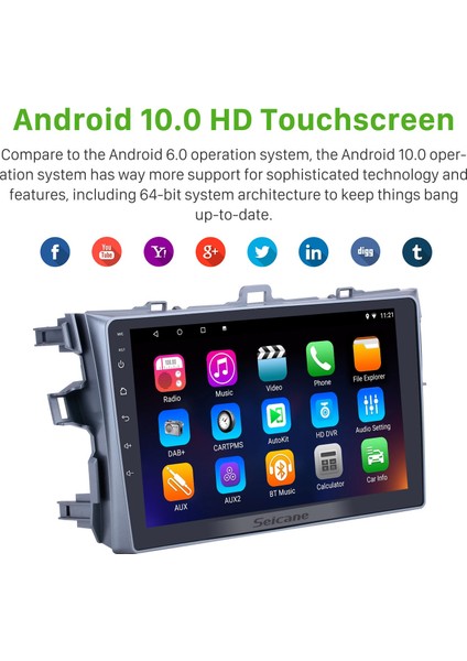 Toyota Corolla Pure 2006-2012 Android Auto Carplay Navigasyon Multimedya Sistemi fırsatları