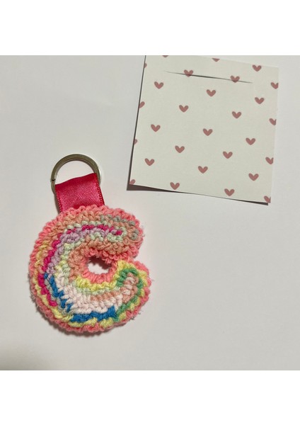 C Harf Punch Anahtarlık ve Çanta Aksesuar El Yapımı Hediyeye Uygun Paketleme