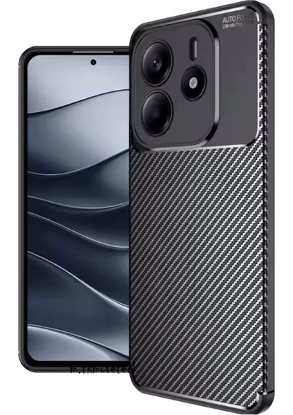 Xiaomi Redmi Note 14 4g Kılıf Rugged Armor Karbon Fiber Silikon - Siyah