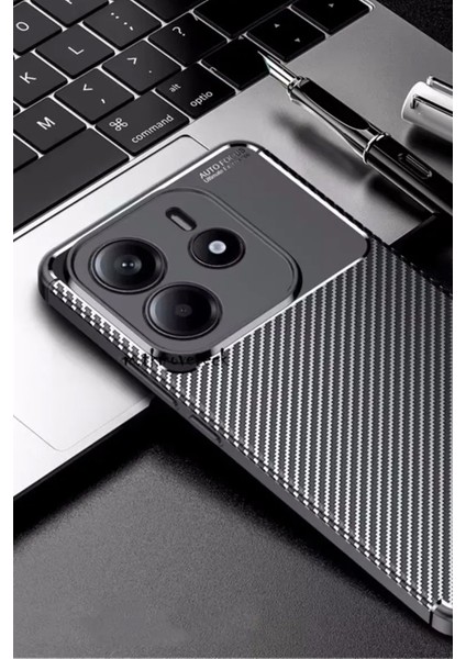 Xiaomi Redmi Note 14 4g Kılıf Rugged Armor Karbon Fiber Silikon - Siyah fiyatları