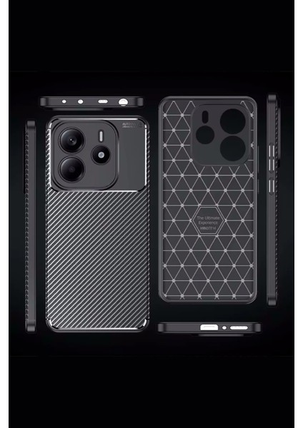 Xiaomi Redmi Note 14 4g Kılıf Rugged Armor Karbon Fiber Silikon - Siyah modelleri