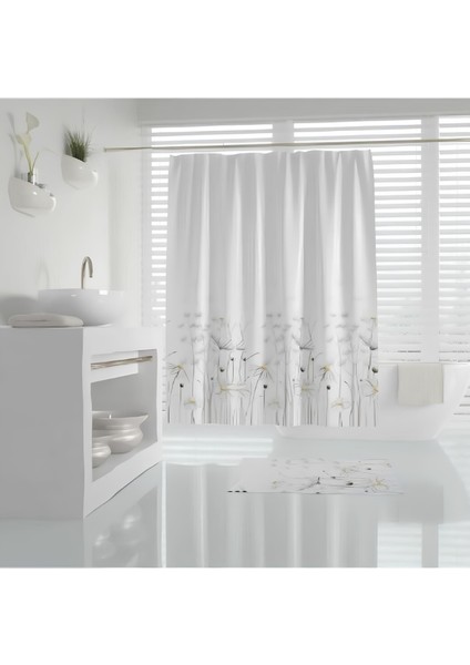 Banyo Paspas ve Tek Kanat Duş Perdesi 1 x 120 x 200 Set Banyo Halısı 8441 fiyatları