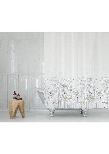 Banyo Paspas ve Tek Kanat Duş Perdesi 1 x 120 x 200 Set Banyo Halısı 8441 fırsatları
