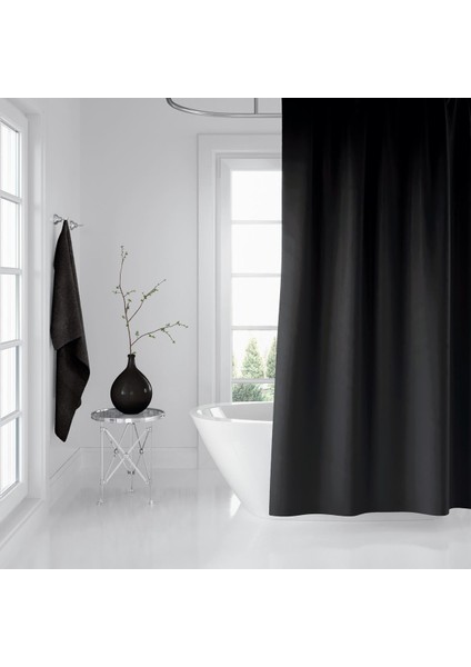 Banyo Duş Perdesi Siyah 120X200 Perde Borusu Askı Aparatı 90X130 Hediyeli Siyah fiyatları