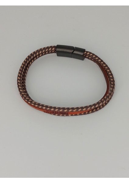 Dezury Kahverengi Taba Deri Bileklik Ipli Siyah Klips Erkek Large fiyatları