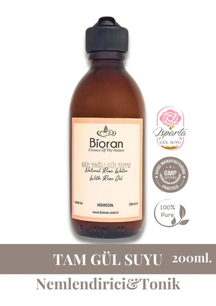 Gül Yağlı Gül Suyu Aydınlatıcı ve Gözenek Sıkılaştırıcı Tonik 200 ml (fliptop kapak)