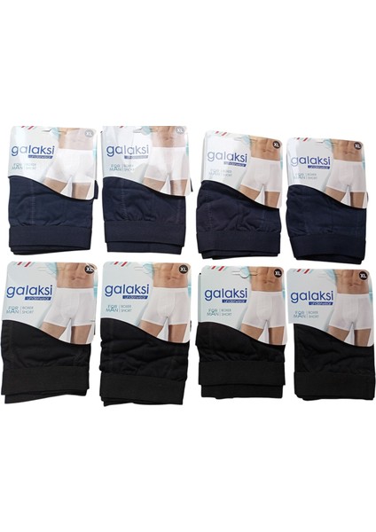Erkek boxer pamuklu cotton 8'li ekonomik paket lacivert / siyah esnek yumuşak penye slim fit BGL8-3L