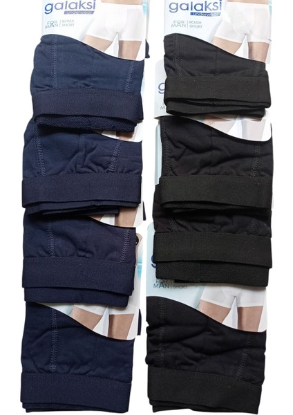 Erkek boxer pamuklu cotton 8'li ekonomik paket lacivert / siyah esnek yumuşak penye slim fit BGL8-3L modelleri
