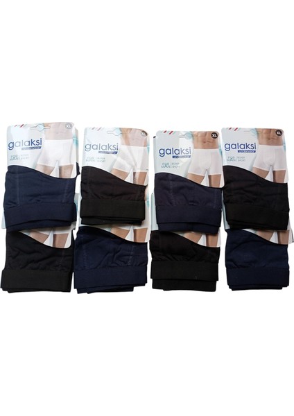 Erkek boxer pamuklu cotton 8'li ekonomik paket lacivert / siyah esnek yumuşak penye slim fit BGL8-3M