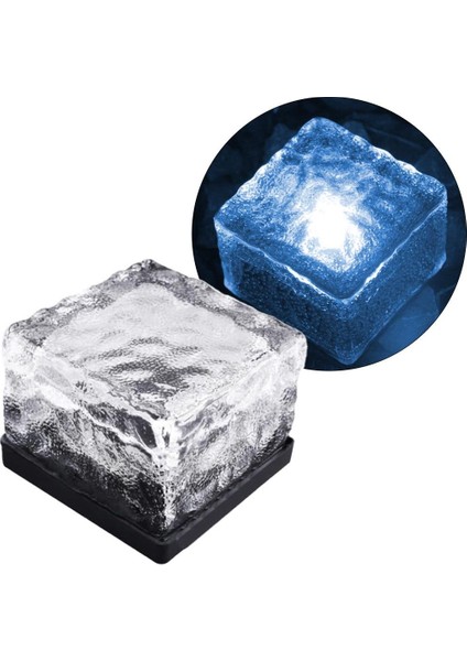PM-21649 Solar Ledli Mavi Tuğla Görünümlü Bahçe Dekorasyon Aydınlatma