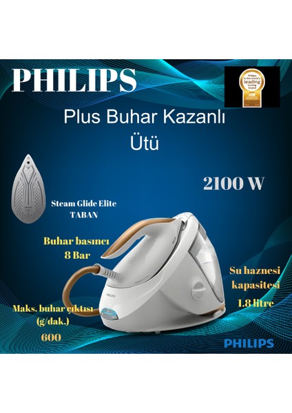 Phılıps Son Derece Hafif ve Güçlü Expert Plus Buhar Kazanlı Ütü Beyaz/gri