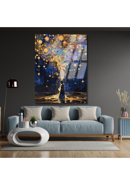Düşünceler Soyut Kırılmaz Cam Tablo Modern Minimal Salon Tablosu Baskı Tablo