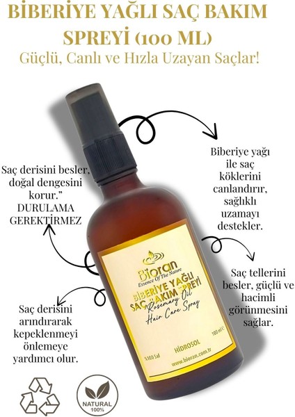 Biberiye Yağlı Saç Bakım Spreyi "Canlandırma Ve Hızlı Uzama" 100 Ml fiyatları