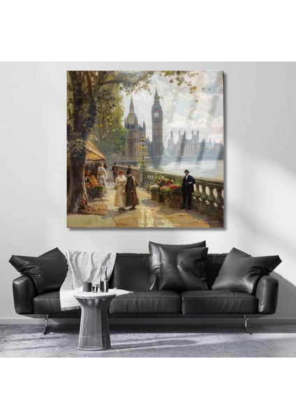Eski Londra Kırılmaz Cam Tablo Salon Tablosu Klasik Tablo Modeli Kırılmaz Cam Ev Dekoru