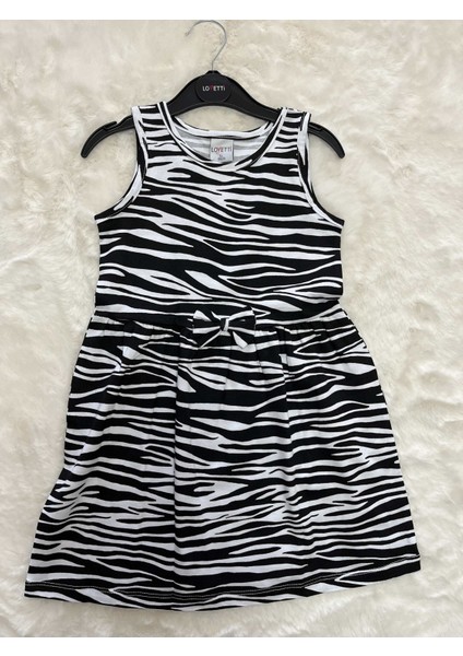 Zebra Desenli Kolsuz Elbise