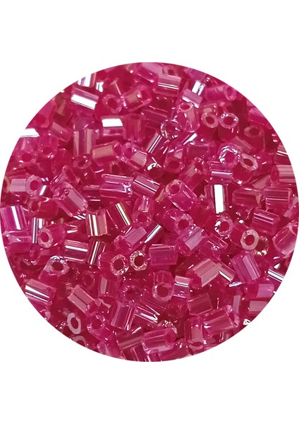 Kesme Cam Boncuk 2mm - 60 Gram - Şeffaf Koyu Pembe - BNC394