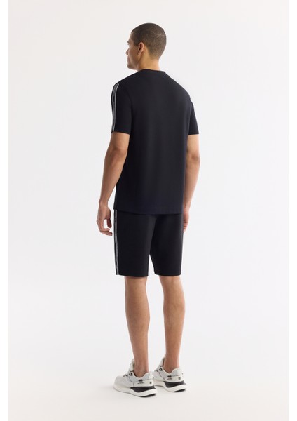 Erkek Siyah Bisiklet Yaka Baskı Detaylı İnterlok T-Shirt A51Y1150