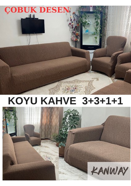 3+3+1+1 Dokuma Jakar Koltuk Örtüsü. Lastikli, Esnek, Yıkanabilir Koltuk, Kanepe, Çekyat Örtüsü