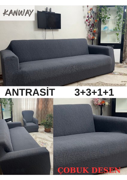 3+3+1+1 Dokuma Jakar Koltuk Örtüsü. Lastikli, Esnek, Yıkanabilir Koltuk, Kanepe, Çekyat Örtüsü