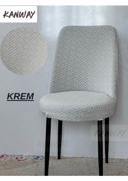 Jakarlı Kumaş Oval Lastikli Sandalye Kılıfı.
