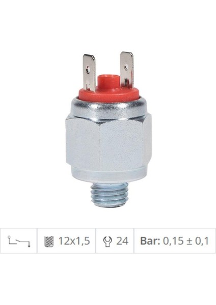 BASINÇ MÜŞÜRÜ (M12 X 1.5) (0,15 ± 0,1 BAR) DAF-IVECO-KOMATSU-MAN-MERCEDES-OTOKAR-WABCO