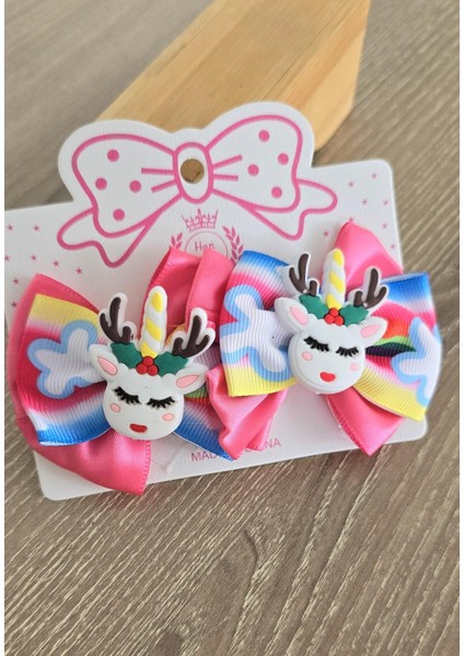 Unicorn Lastikli Kız Çocuk Toka 2li