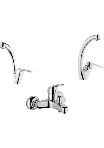 Ar Lucia Eviye + Banyo + Lavabo Bataryası (3' Lü Set) - Krom