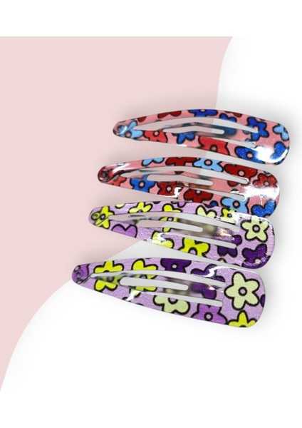Çiçekli Çıtçıtlı Bebek Toka - 2li