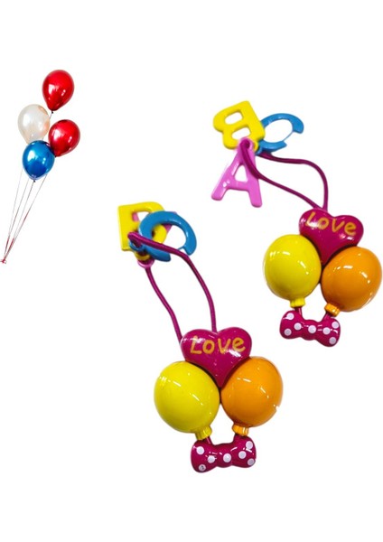 Love Balon Figürlü Kız Çocuk Lastikli Toka 2li