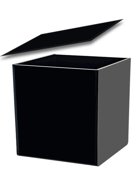 Siyah Kapaklı Çok Amaçlı Saklama Kutusu (15 cm x 15 cm x 15 cm )