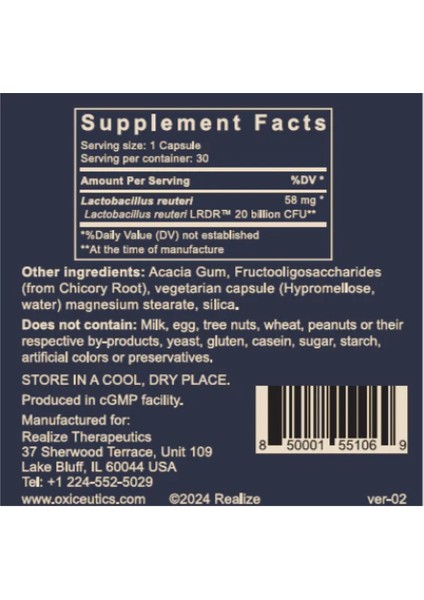 Myreuteri 20 Billion Lactobacillus 30 Vegi Kapsül