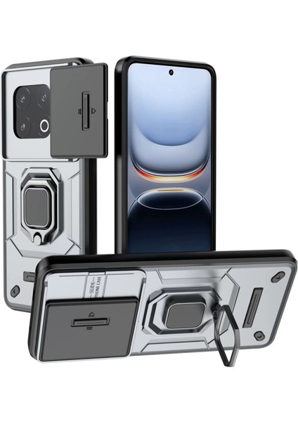 Vivo Iqoo 13 Kayar Kamera Kapağı, Döndürülmüş Halka Destekli Askeri Sınıf Darbeye Dayanıklı Koruyucu Kılıf (Yurt Dışından)