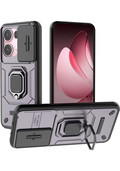 Oppo A2 Kayar Kamera Kapağı, Döndürülmüş Halka Destekli Askeri Sınıf Darbeye Dayanıklı Koruyucu Kılıf (Yurt Dışından)