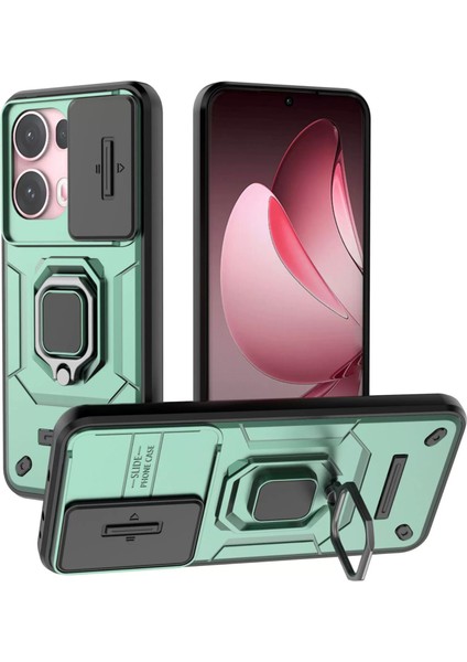 Oppo Reno 13 Pro Kayar Kamera Kapağı, Döndürülmüş Halka Destekli Askeri Sınıf Darbeye Dayanıklı Koruyucu Kılıf (Yurt Dışından)