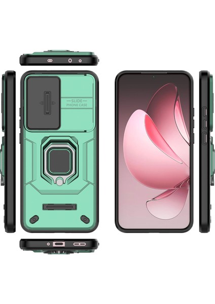 Oppo Reno 13 Pro Kayar Kamera Kapağı, Döndürülmüş Halka Destekli Askeri Sınıf Darbeye Dayanıklı Koruyucu Kılıf (Yurt Dışından) fiyatları